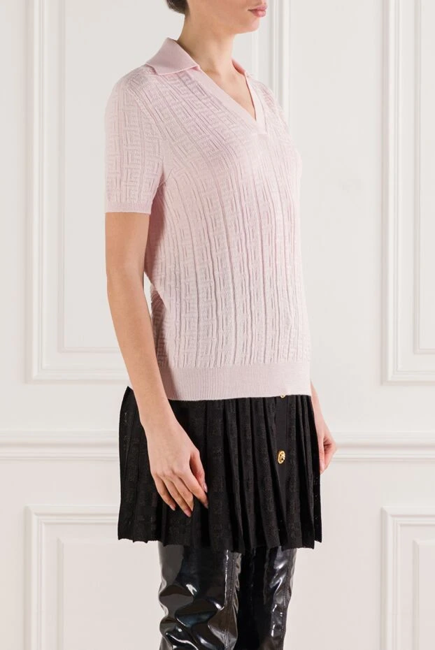 Balmain вязаная рубашка-поло розового цвета с монограммой

 192273 - фото 3