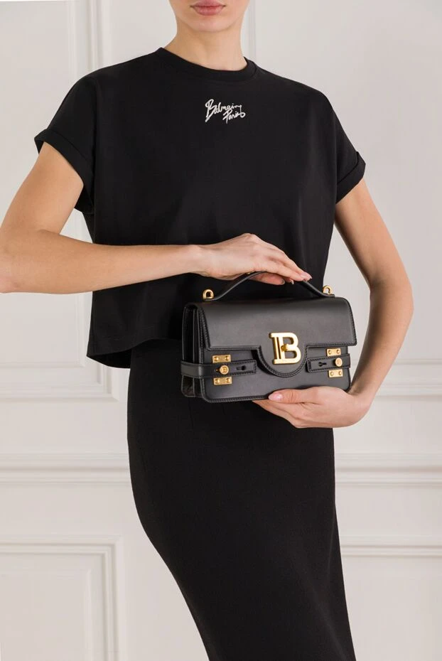 Balmain сумка b-buzz 24 из гладкой черной кожи 192279 - фото 2
