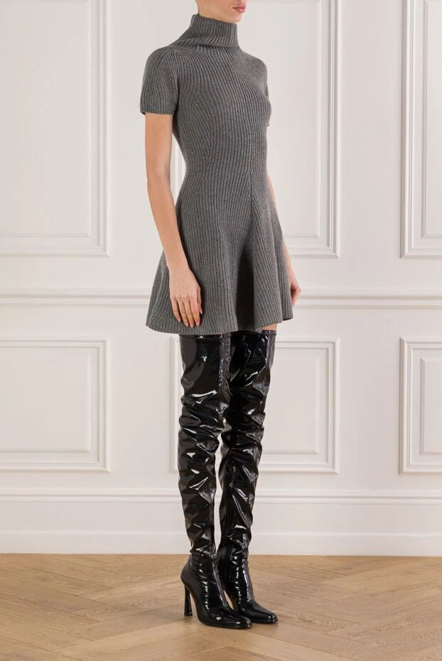 Magda Butrym кашемировое платье с короткими рукавами серого цвета 192282 - фото 3