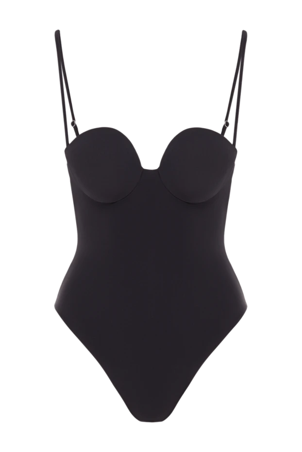 Жұқа баулары және сүйкімді жағасы бар қара түсті кеуделі купальник - фото 1