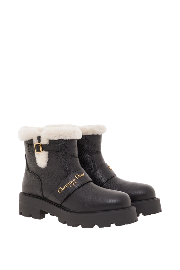 Dior ботильоны d-quest из черной телячьей кожи с меховой отделкой 192295 - фото 3
