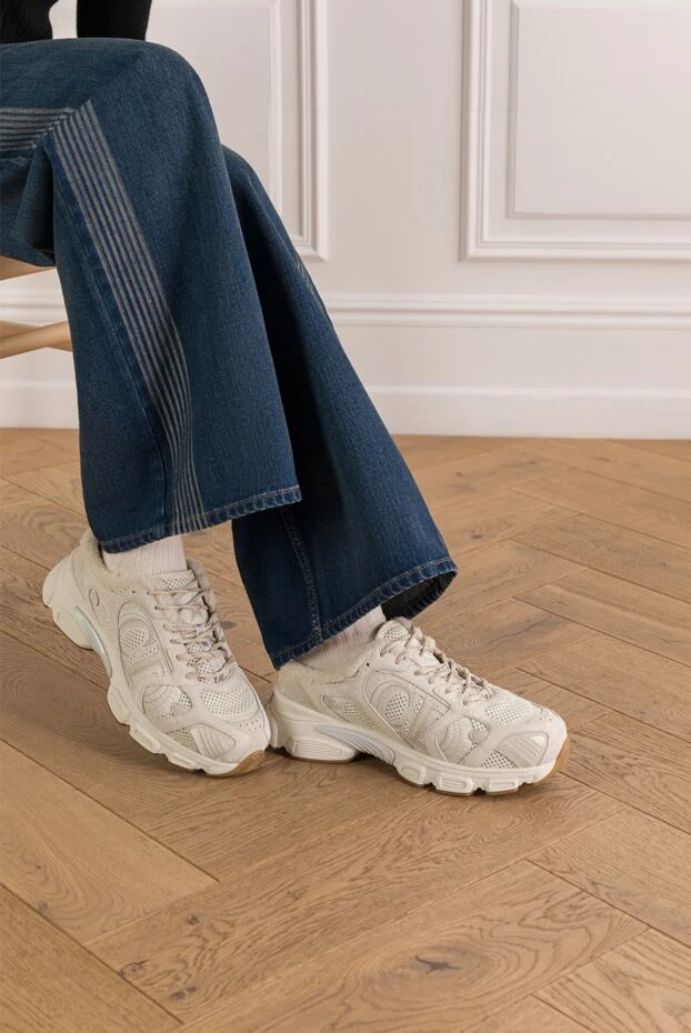 Женские кроссовки Chrono белого цвета из сетчатой ткани ст меховой подкладкой - фото 2