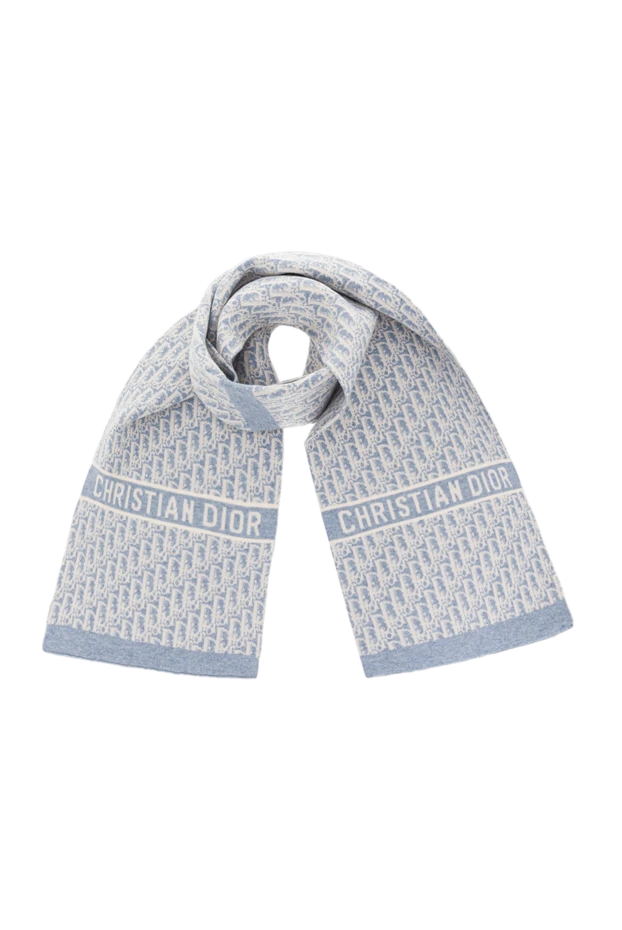 Жаккард өрнегі бар көк кашемир шарф - фото 1