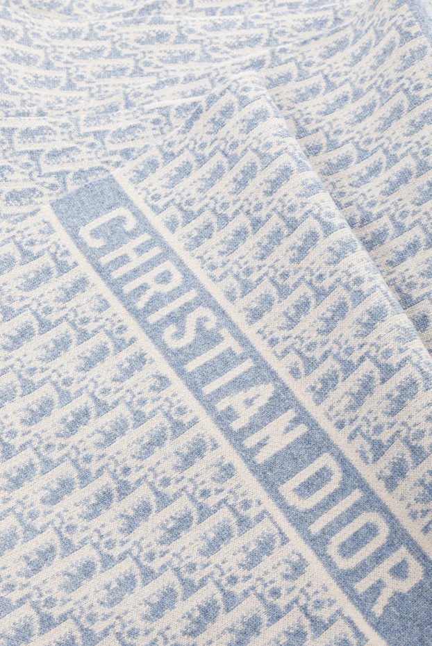 Dior голубой кашемировый шарф с жаккардным узором 192298 - фото 3