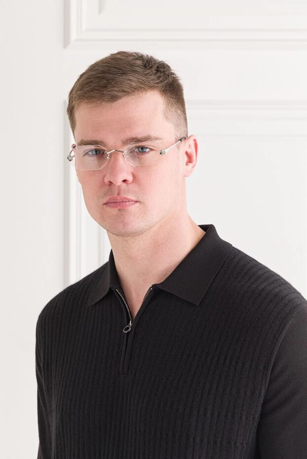 Безободковые очки с серебристой оправой и прозрачными линзами - фото 2