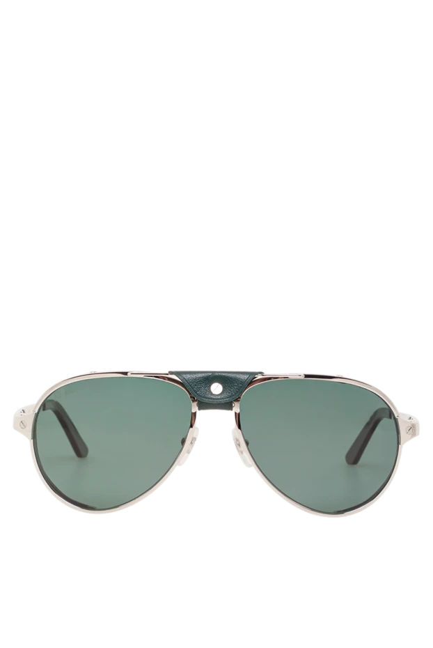 Santos aviator sunglasses with silver frames and green lenses - photo 1