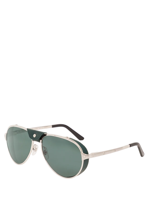 Santos aviator sunglasses with silver frames and green lenses - photo 2