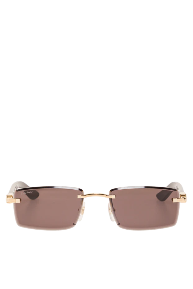 Мужские безободковые очки прямоугольной формы с заушниками из дерева - фото 1