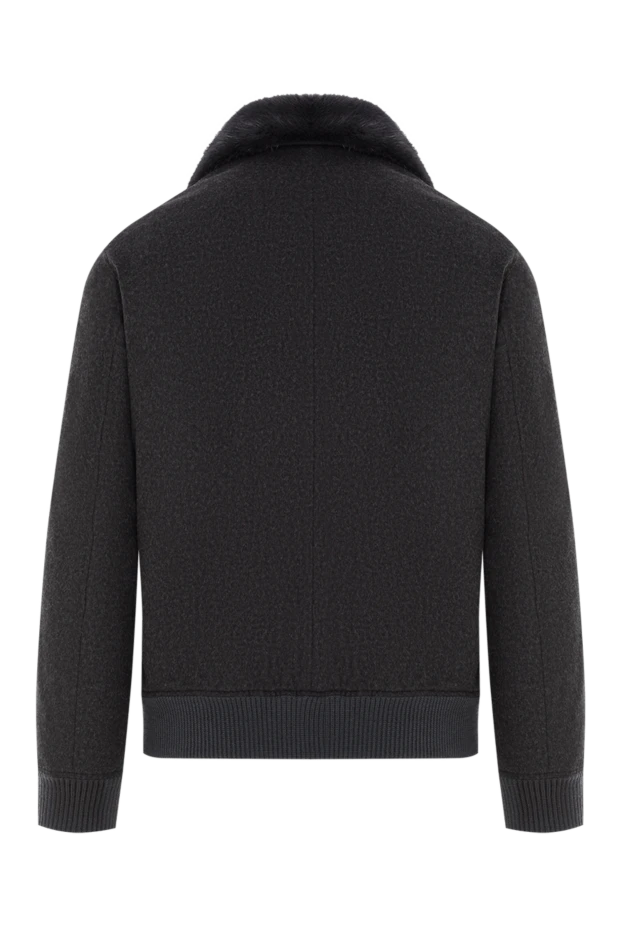 Gray fur-lined jacket with crocodile leather inserts - photo 2