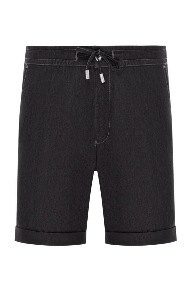 Ерлерге арналған қара түсті баулы джинсы шорттар - фото 1