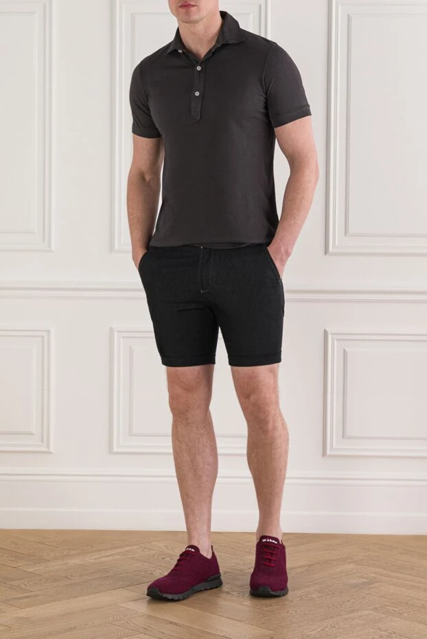 Ерлерге арналған қара түсті баулы джинсы шорттар - фото 2