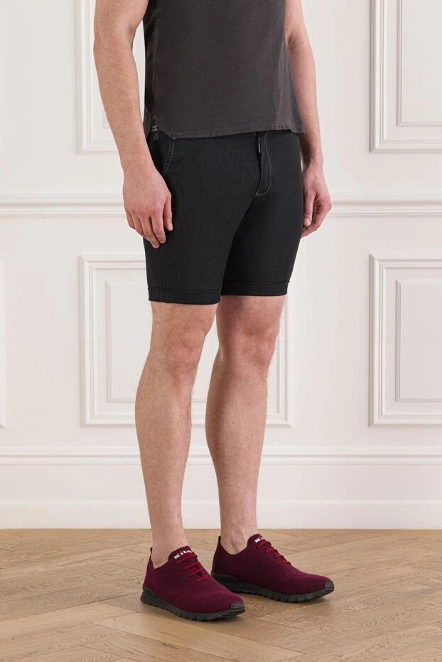 Scissor Scriptor ерлерге арналған қара түсті баулы джинсы шорттар 192363 - фото 3