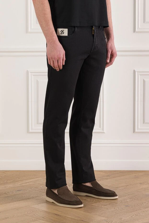 Scissor Scriptor қалтасында сәндік ілмегі бар қара джинсы шалбар 192367 - фото 3