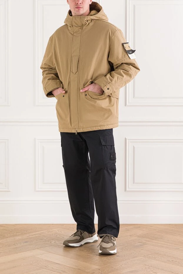 Stone Island утепленная бежевая куртка с капюшоном окрашенная в готовом виде 192371 - фото 2