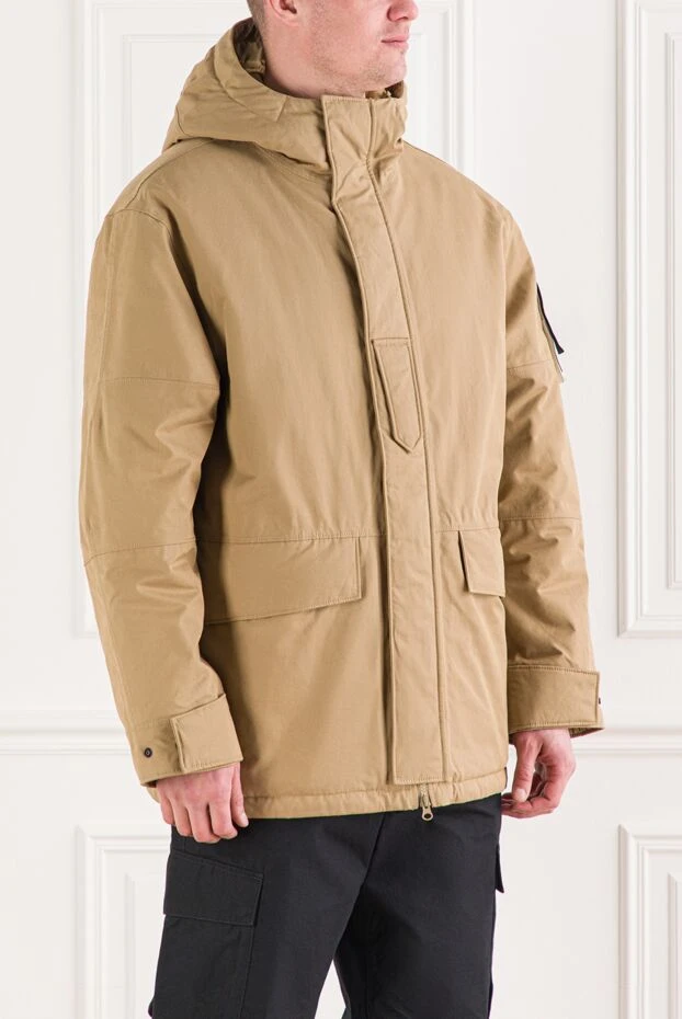 Stone Island утепленная бежевая куртка с капюшоном окрашенная в готовом виде 192371 - фото 3