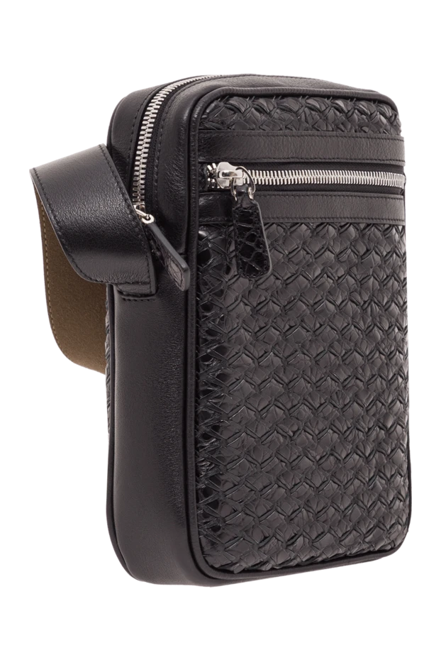 Tardini ерлерге арналған қара тоқылған былғарыдан жасалған иыққа арналған сөмке 192375 - фото 3