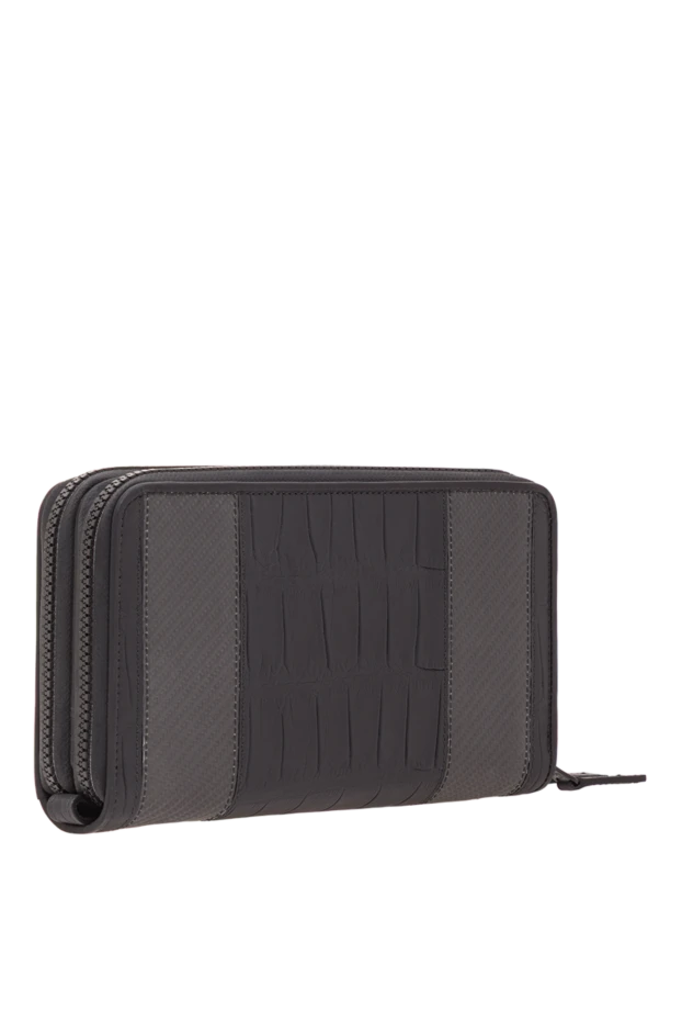 Tardini қара түсті қолтырауын терісінен және көміртекті талшықтан жасалған ерлерге арналған сөмке 192376 - фото 3