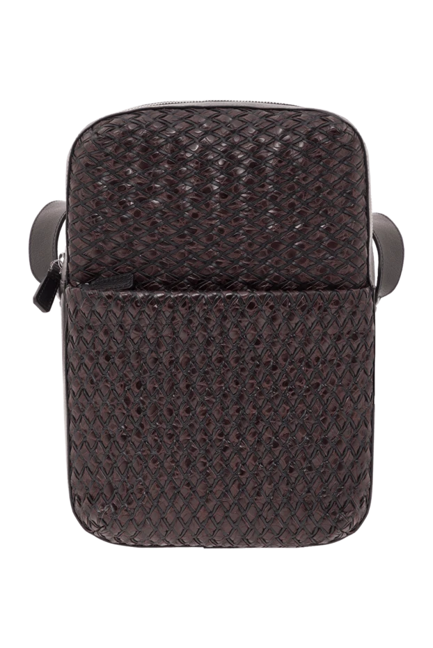 Men's Brown Woven Leather Shoulder Messenger Bag - photo 1