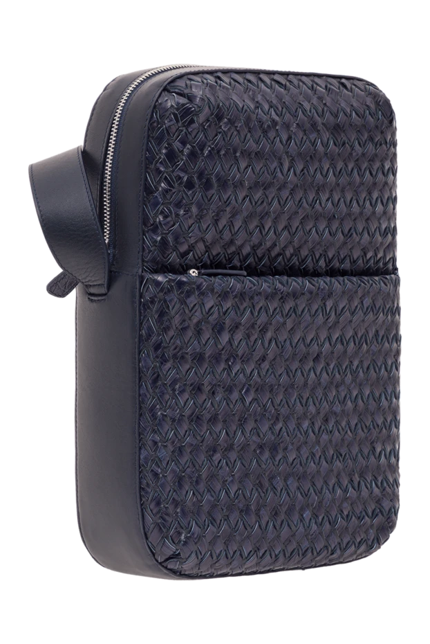 Tardini қою көк түсті ерлерге арналған тоқылған былғары иық сөмкесі 192380 - фото 3