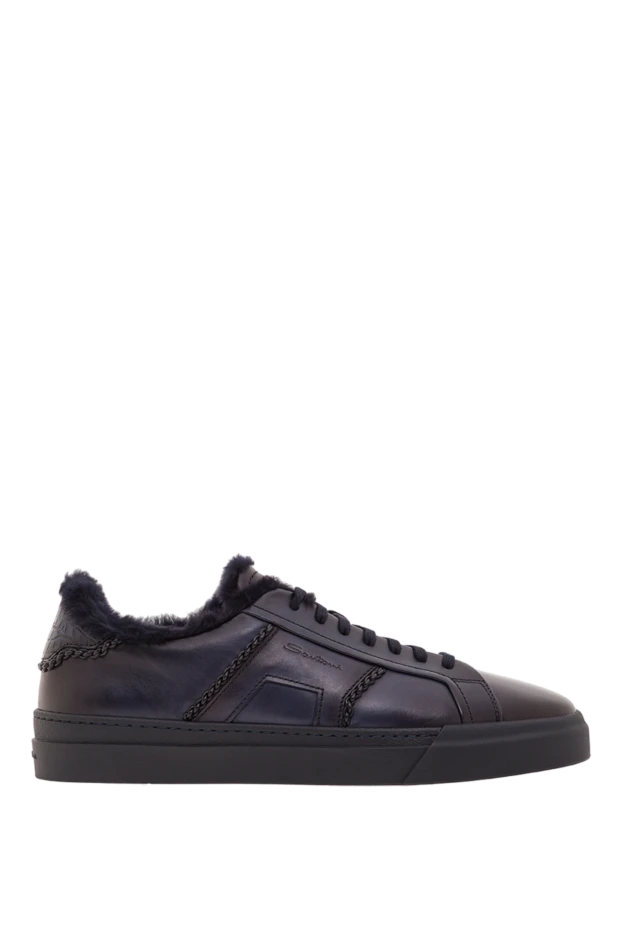 Ерлерге арналған қара түсті былғарыдан жасалған астары бар кроссовкалар - фото 1