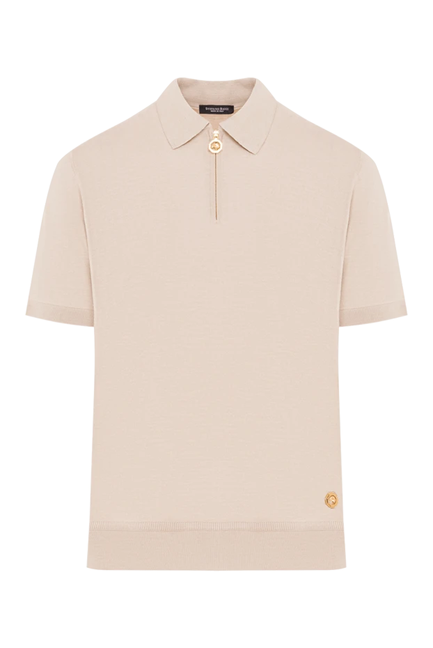 Stefano Ricci light beige silk men's polo shirt with a zipper 192395 - photo 1