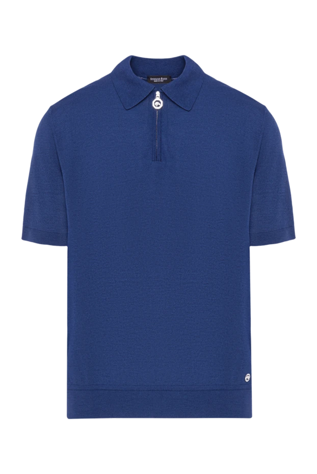 Stefano Ricci blue silk polo shirt with short sleeves and a zipper 192396 - photo 1