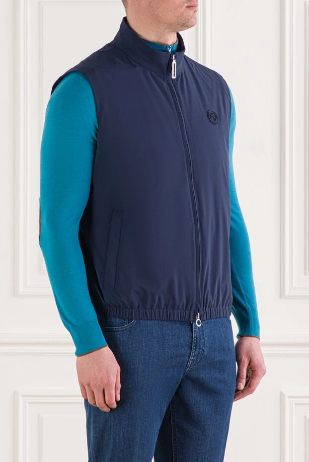 Stefano Ricci blue men's vest with a stand-up collar and a zipper 192407 - photo 3