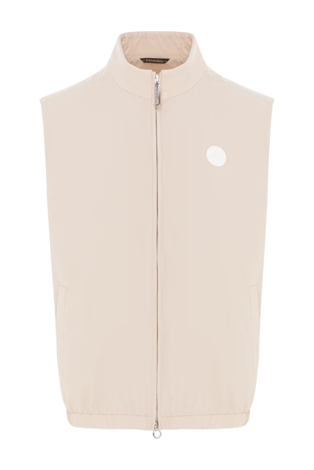 Beige men's vest with a stand-up collar and a zipper - photo 1