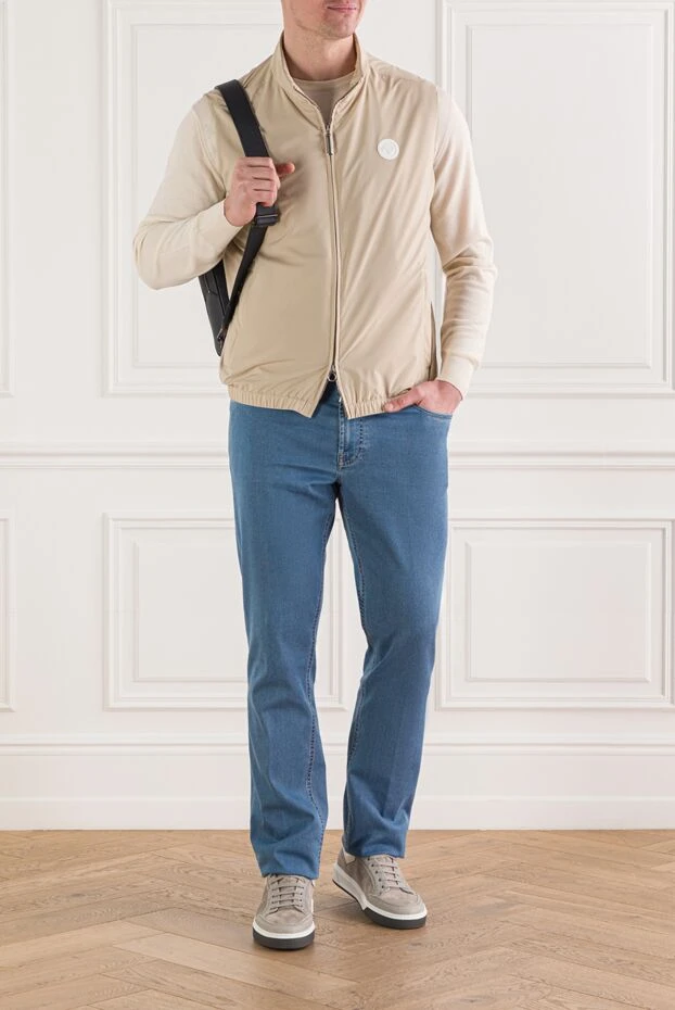 Beige men's vest with a stand-up collar and a zipper - photo 2