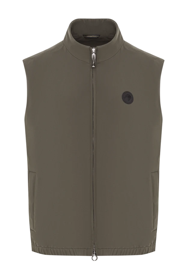 Green men's vest with a stand-up collar and a zipper - photo 1