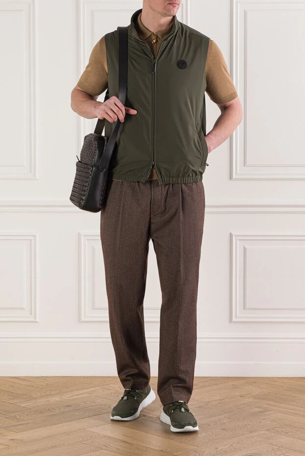 Green men's vest with a stand-up collar and a zipper - photo 2