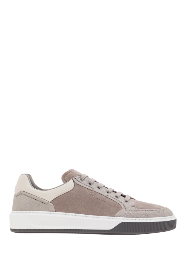 Ерлерге арналған бежевый замша және кайман былғары кроссовкалары - фото 1