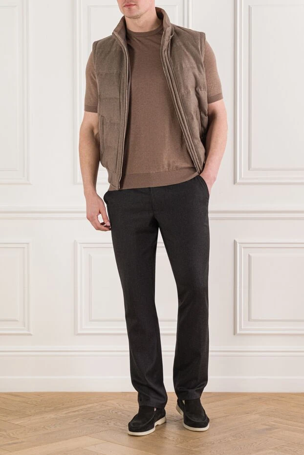 Cesare di Napoli джемпер с коротким рукавом из хлопка коричневого цвета 192431 - фото 2