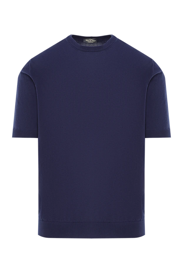 Қою көк түсті қысқа жеңді мақтадан жасалған свитер - фото 1