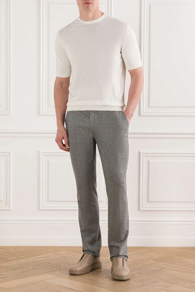 Cesare di Napoli хлопковый джемпер с укороченным рукавом в молочном цвете 192433 - фото 3