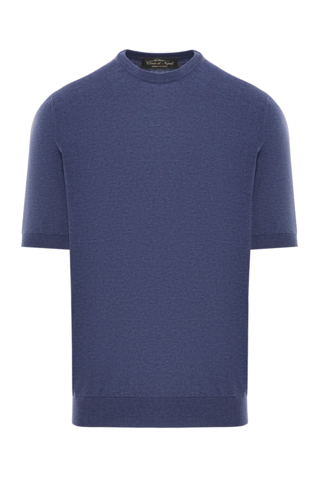 Ерлерге арналған көк түсті қысқа жеңді мақта свитер - фото 1