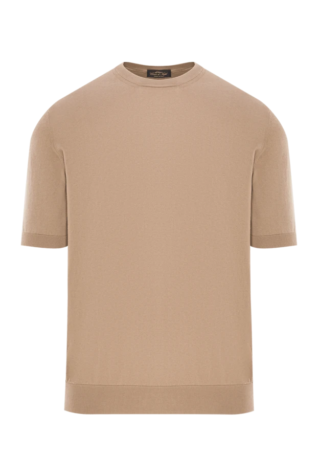 Ерлерге арналған бежевый түсті қысқа жеңді мақтадан тігілген свитер - фото 1