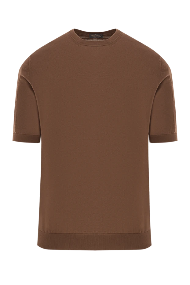 Brown men's short sleeve cotton jumper - photo 1