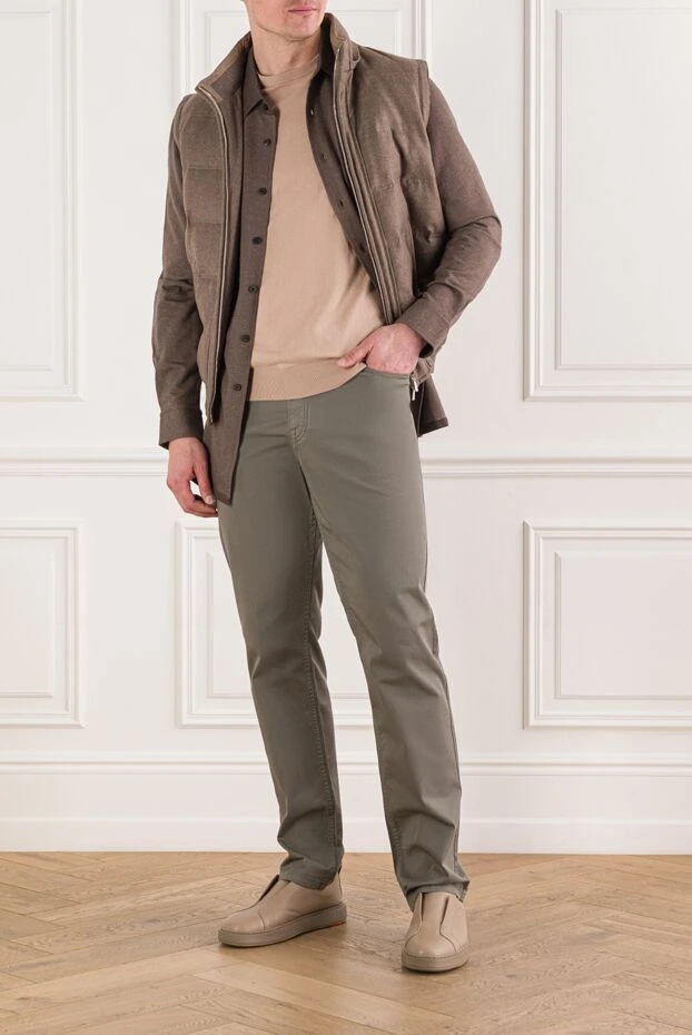 Cesare di Napoli мужской хлопковый трикотажный джемпер с коротким рукавом 192447 - фото 2