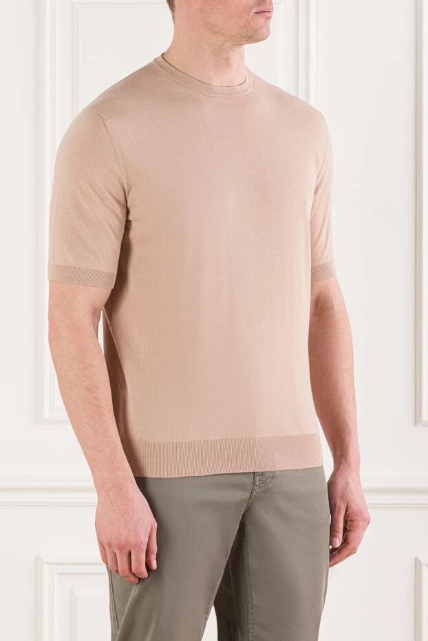 Cesare di Napoli мужской хлопковый трикотажный джемпер с коротким рукавом 192447 - фото 3