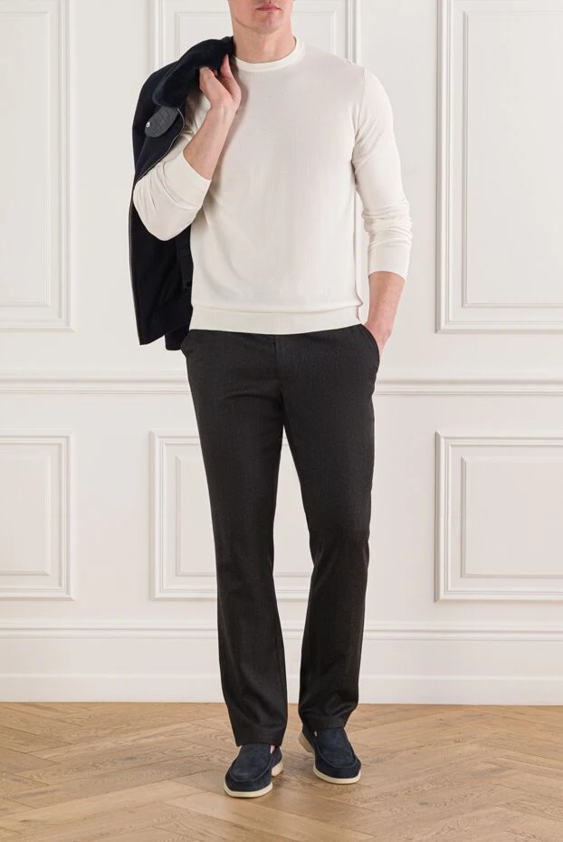 Cesare di Napoli сүт түсті ұзын жеңді тоқылған жемпір 192452 - фото 2