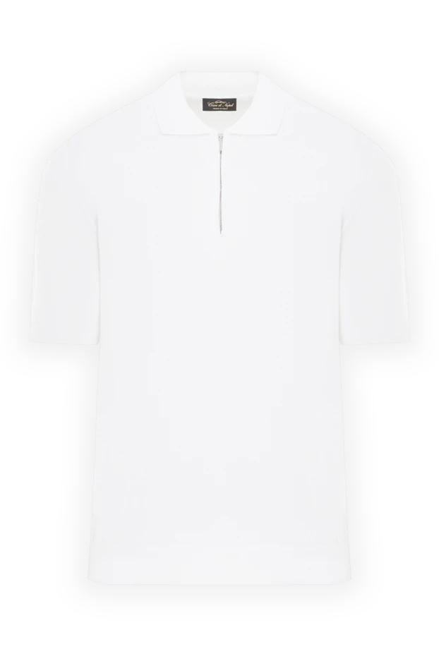 Men's white zippered polo shirt - photo 1