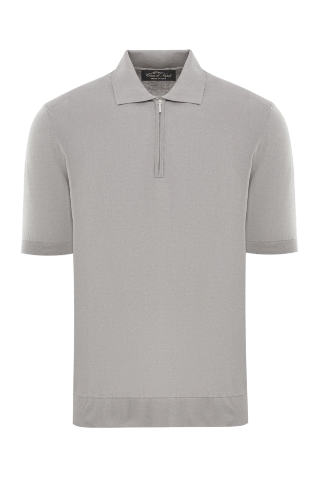 Мужская рубашка поло светло-серого цвета на молнии - фото 1