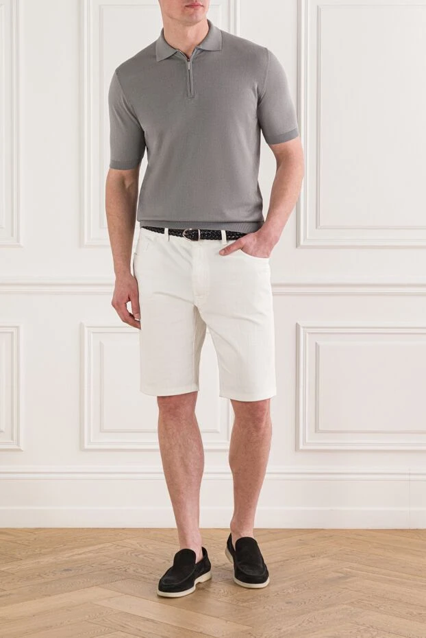 Мужская рубашка поло светло-серого цвета на молнии - фото 2