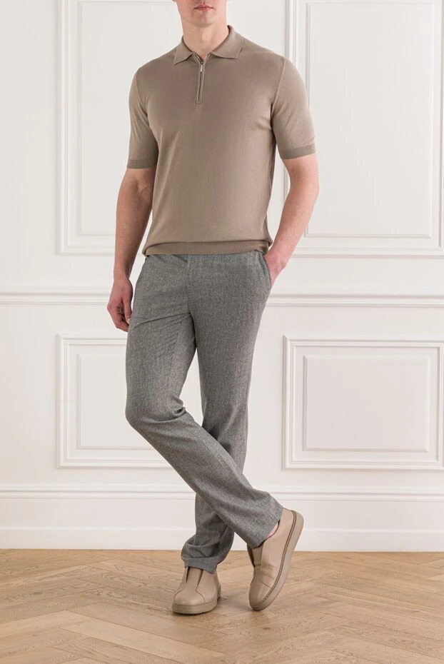 Cesare di Napoli табиғи мақтадан жасалған сыдырмасы бар бежевый түсті поло жейдесі 192465 - фото 2