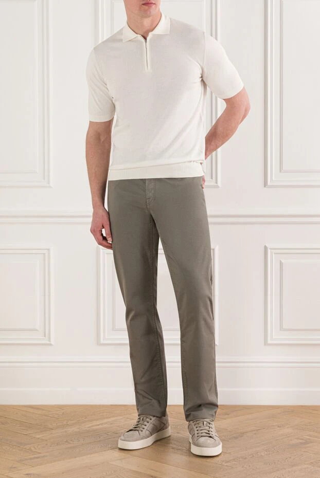 Cesare di Napoli ақ түсті ерлерге арналған мақтадан жасалған джерсиден жасалған сыдырмасы бар поло жейдесі 192466 - фото 2