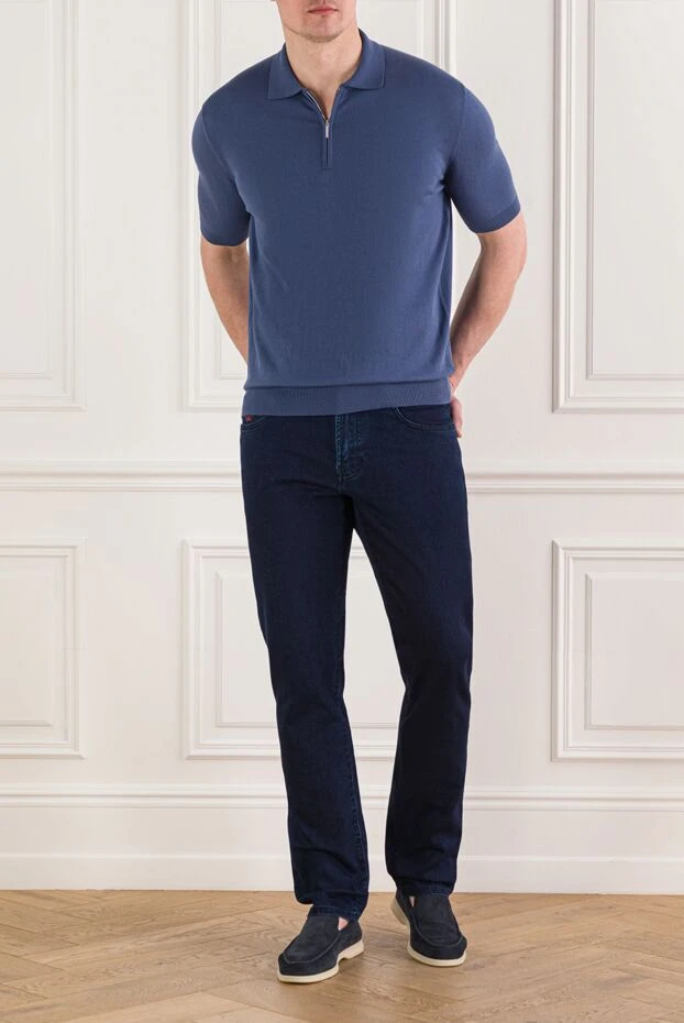 Cesare di Napoli ерлерге арналған көк мақтадан жасалған сыдырмалы поло жейдесі 192471 - фото 2