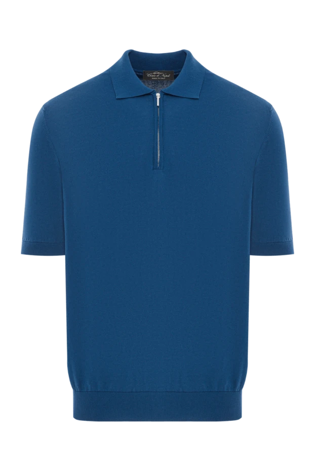 Ерлерге арналған көк мақтадан жасалған, сыдырмасы бар поло жейдесі - фото 1