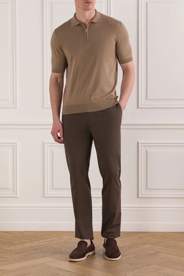 Cesare di Napoli ерлерге арналған бежевый түсті мақтадан тоқылған поло жейдесі 192475 - фото 2