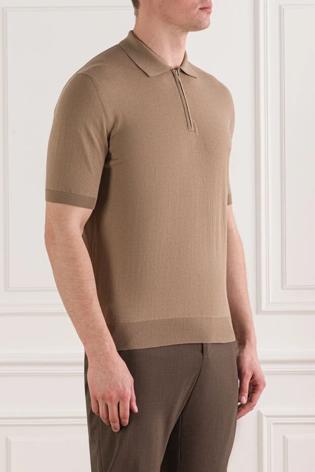 Cesare di Napoli ерлерге арналған бежевый түсті мақтадан тоқылған поло жейдесі 192475 - фото 3